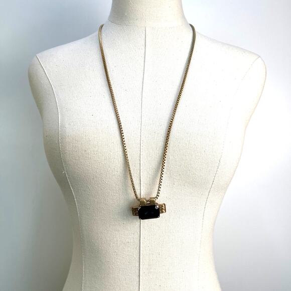 J. Crew Rectangular Blue Pendant Necklace - Picture 1 of 5